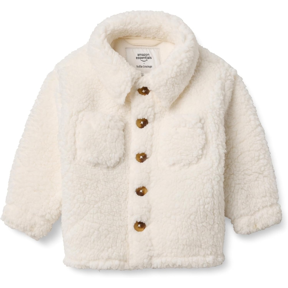 image:imageAmazon Essentials x Sofia Grainge Toddlers and Baby Boys Sherpa Fleece Overshirt JacketIvory
