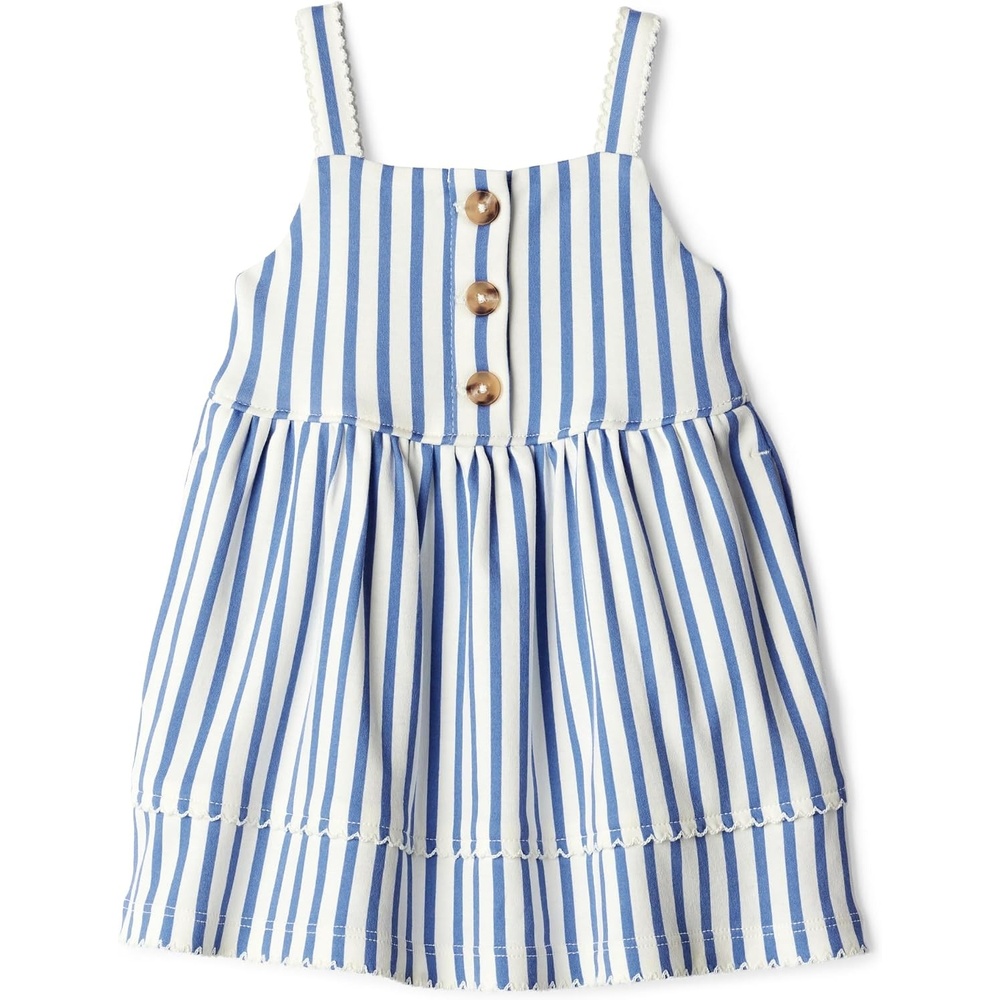image:imageAmazon Essentials x Sofia Grainge Toddlers and Baby Girls Cotton Casual Fit and Flare DressBlue Stripe