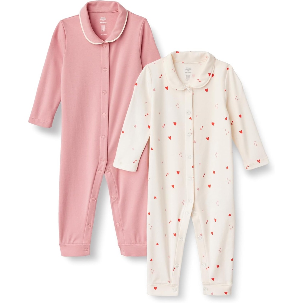 image:imageAmazon Essentials x Sofia Grainge Unisex Babies Cotton Footless Sleepsuit Pack of 2BlushMulti Hearts