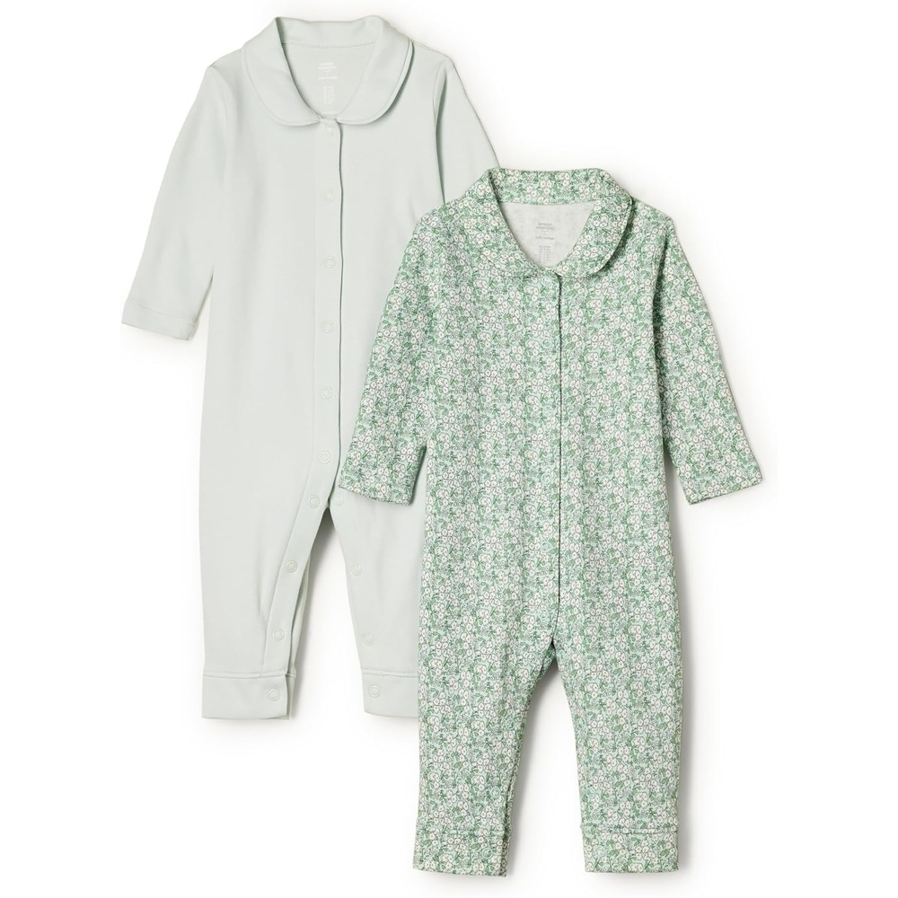 image:imageAmazon Essentials x Sofia Grainge Unisex Babies Cotton Footless Sleepsuit Pack of 2Pale GreenPosey Floral