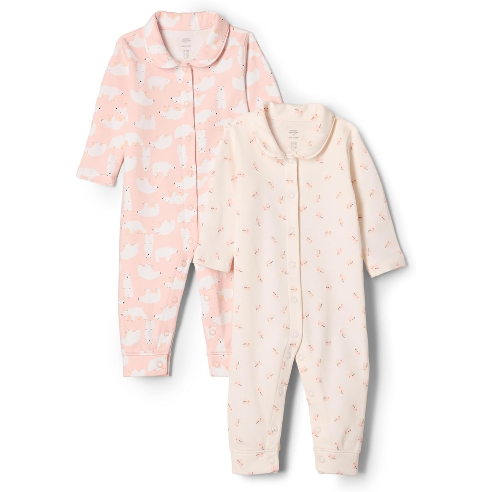 image:imageAmazon Essentials x Sofia Grainge Unisex Babies Cotton Footless Sleepsuit Pack of 2Pink Bunny Bear