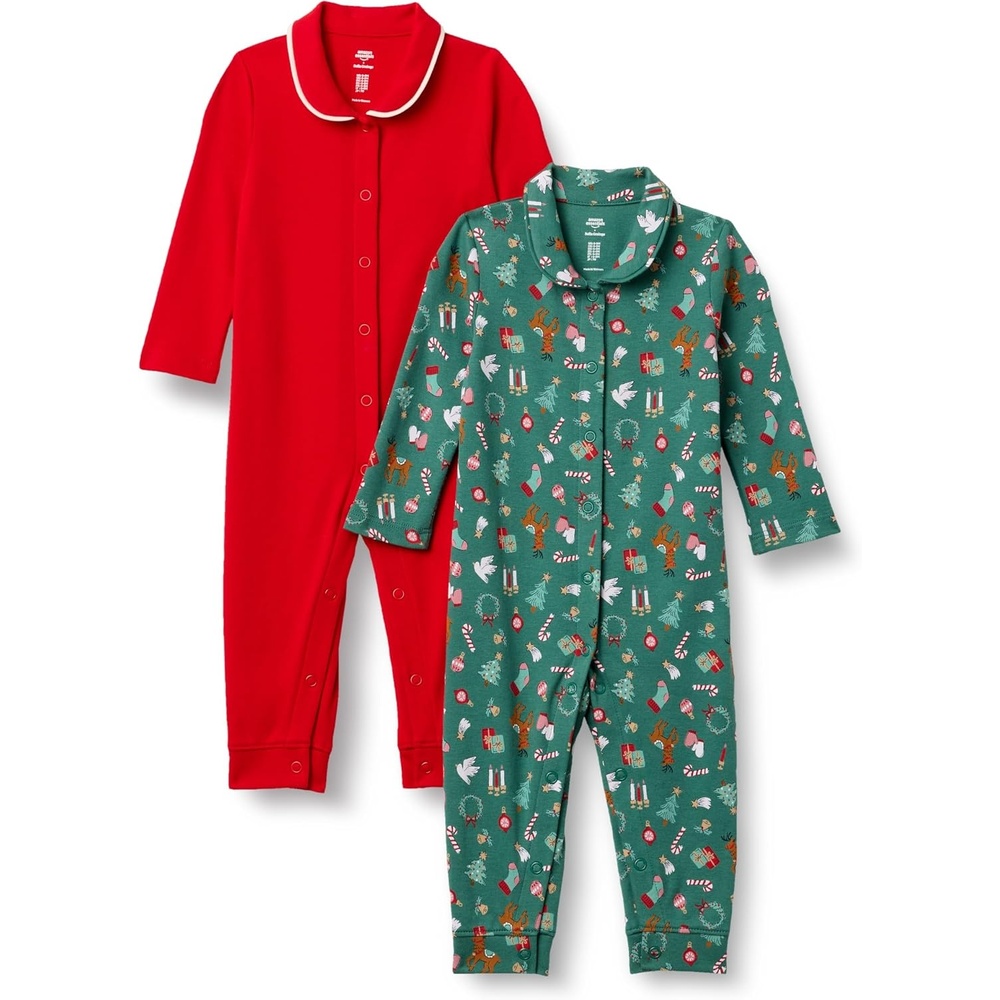 image:imageAmazon Essentials x Sofia Grainge Unisex Babies Cotton Footless Sleepsuit Pack of 2RedHoliday
