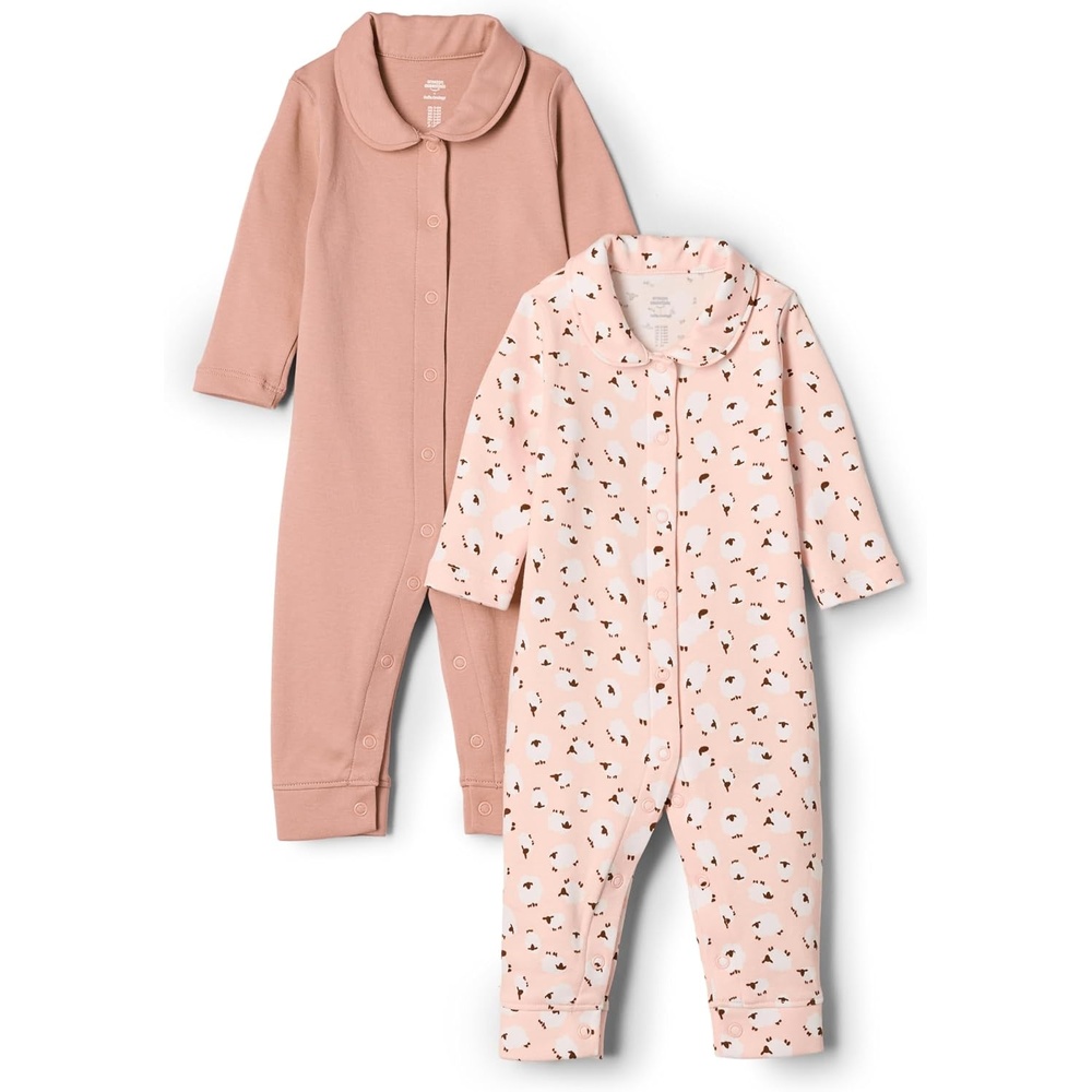 image:imageAmazon Essentials x Sofia Grainge Unisex Babies Cotton Footless Sleepsuit Pack of 2SheepTerracotta