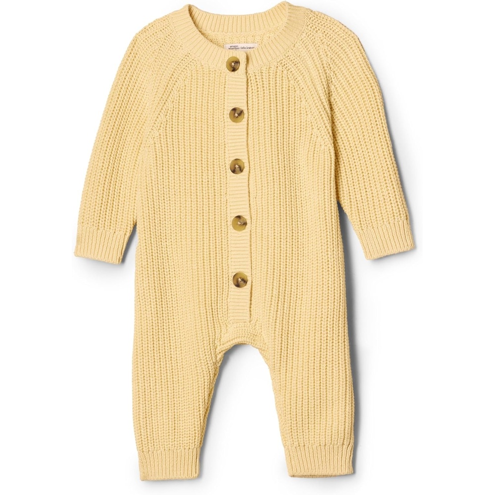 image:imageAmazon Essentials x Sofia Grainge Unisex Babies Cotton Knit PlaysuitButter Yellow