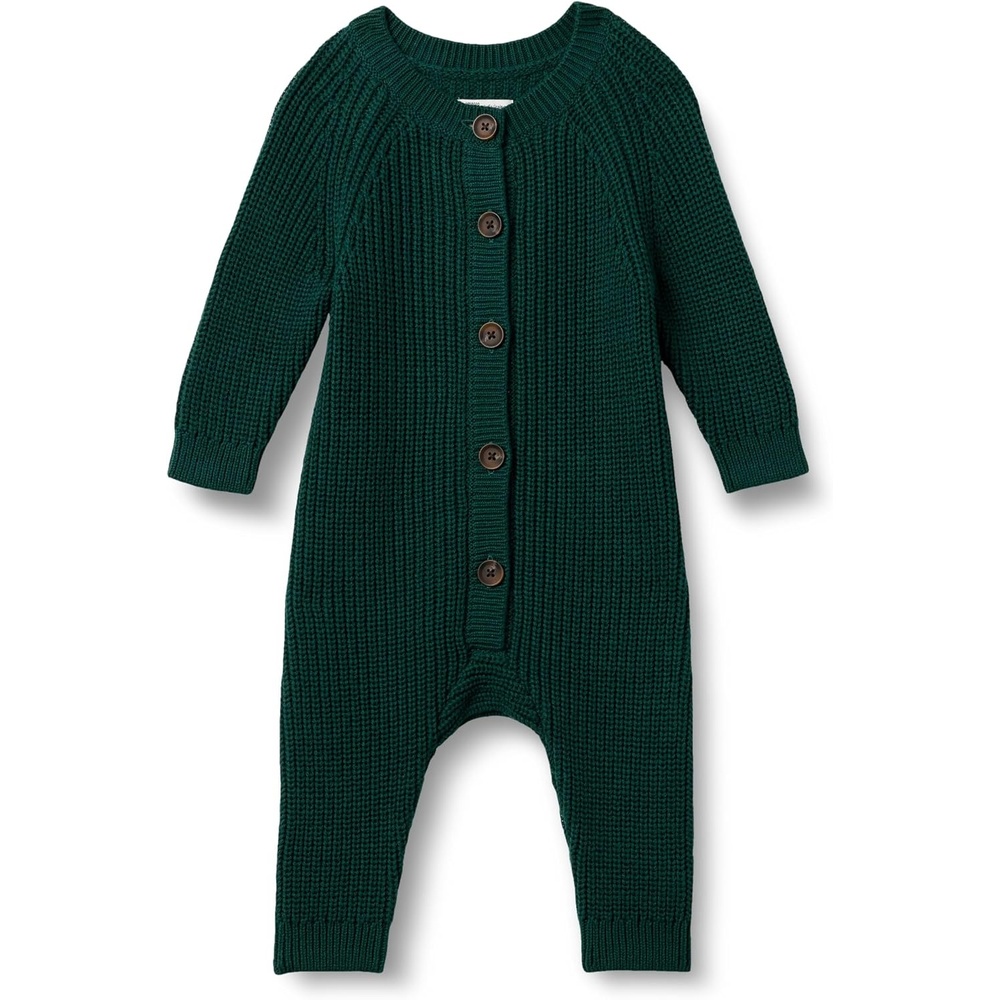 image:imageAmazon Essentials x Sofia Grainge Unisex Babies Cotton Knit PlaysuitDark Green