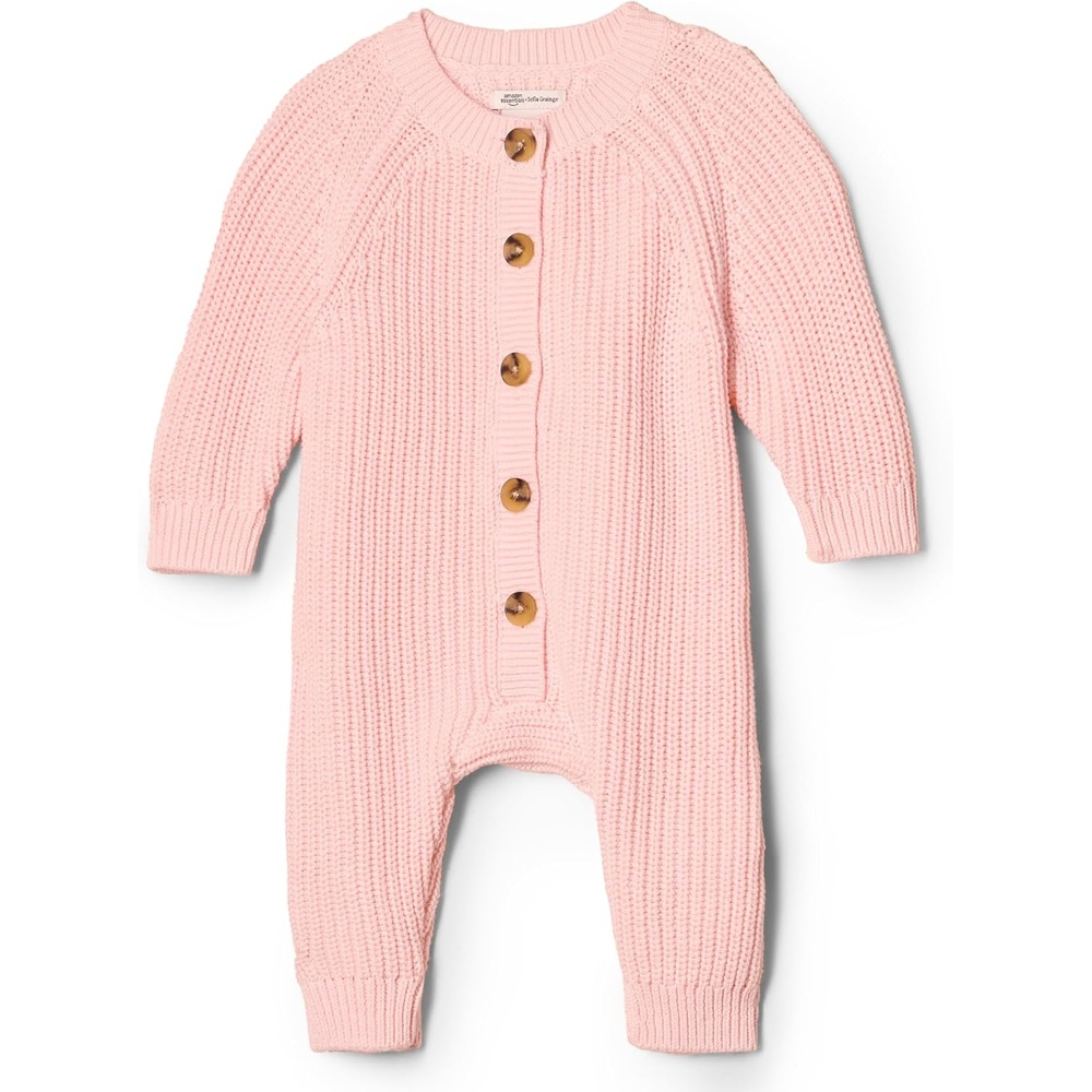 image:imageAmazon Essentials x Sofia Grainge Unisex Babies Cotton Knit PlaysuitLight Pink