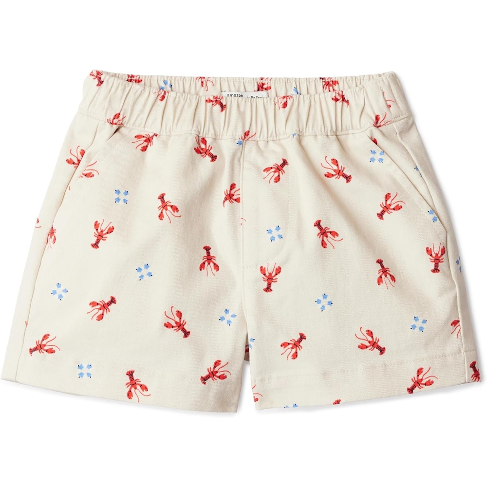 image:imageAmazon Essentials x Sofia Grainge Unisex Babies Toddlers and Kids Pullon Cotton Twill ShortsLight Beige Lobster