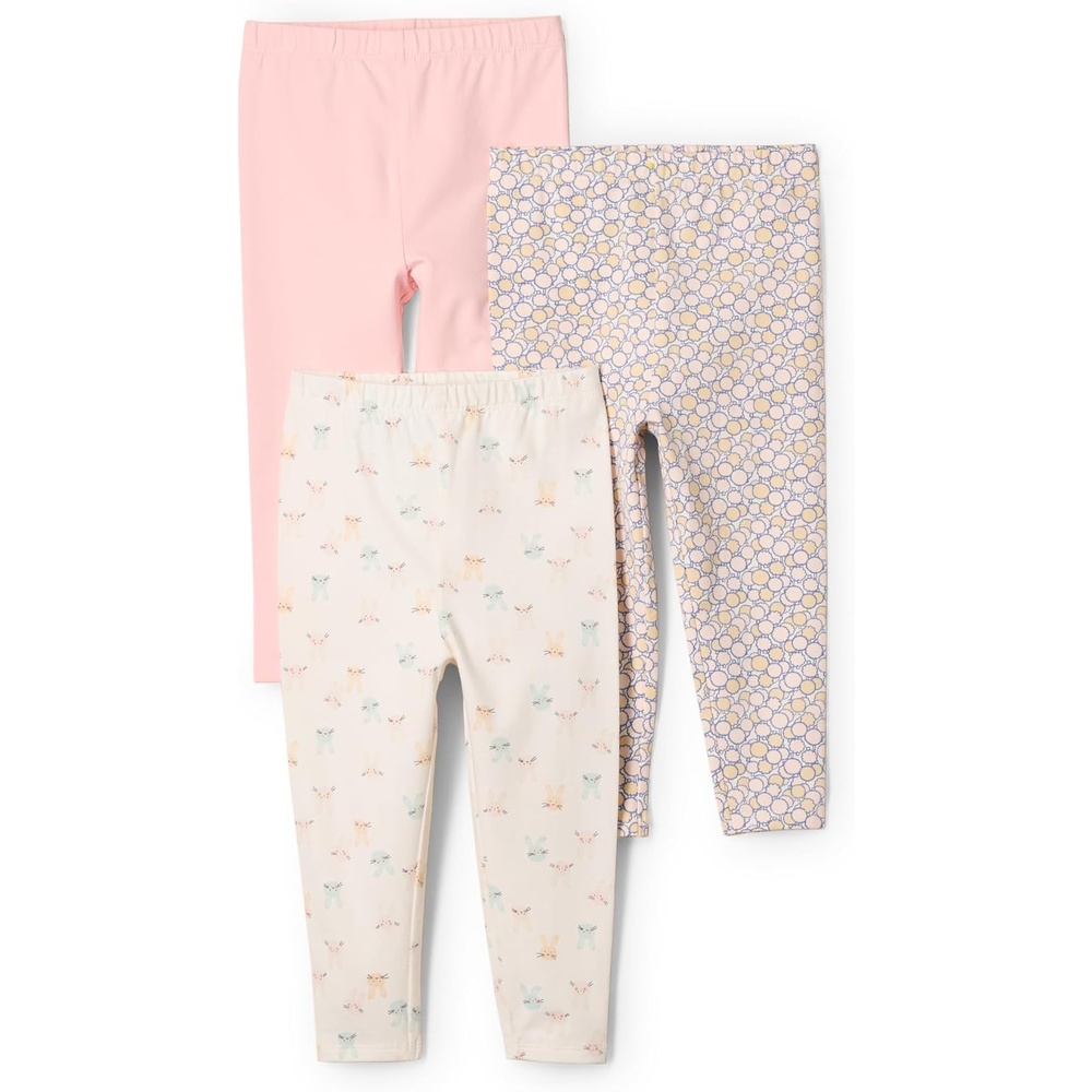 image:imageAmazon Essentials x Sofia Grainge Unisex Toddlers and Babies Cotton Breathable Ankle Length Legging Pack of 3Bunny FacesPinkRound Trees
