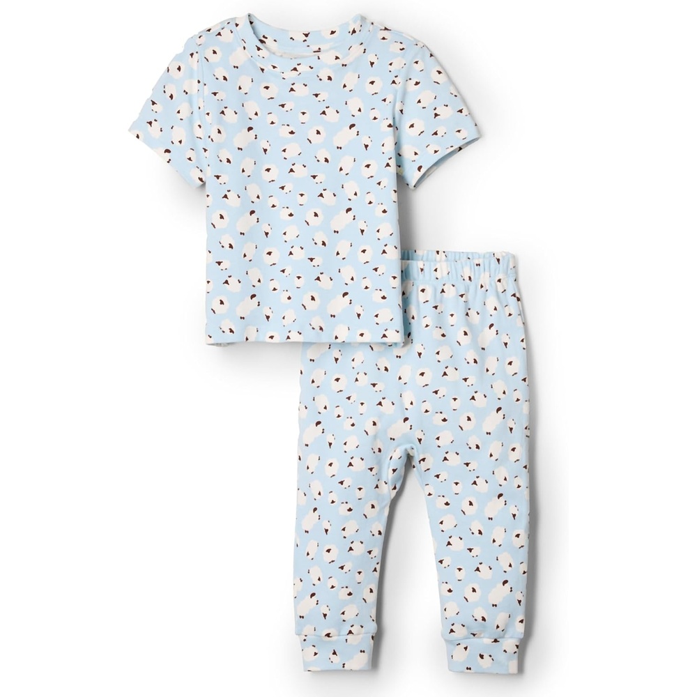 image:imageAmazon Essentials x Sofia Grainge Unisex Toddlers and Babies Cotton Knit Short Sleeve Shirt amp Pants SetLight Blue Lambs