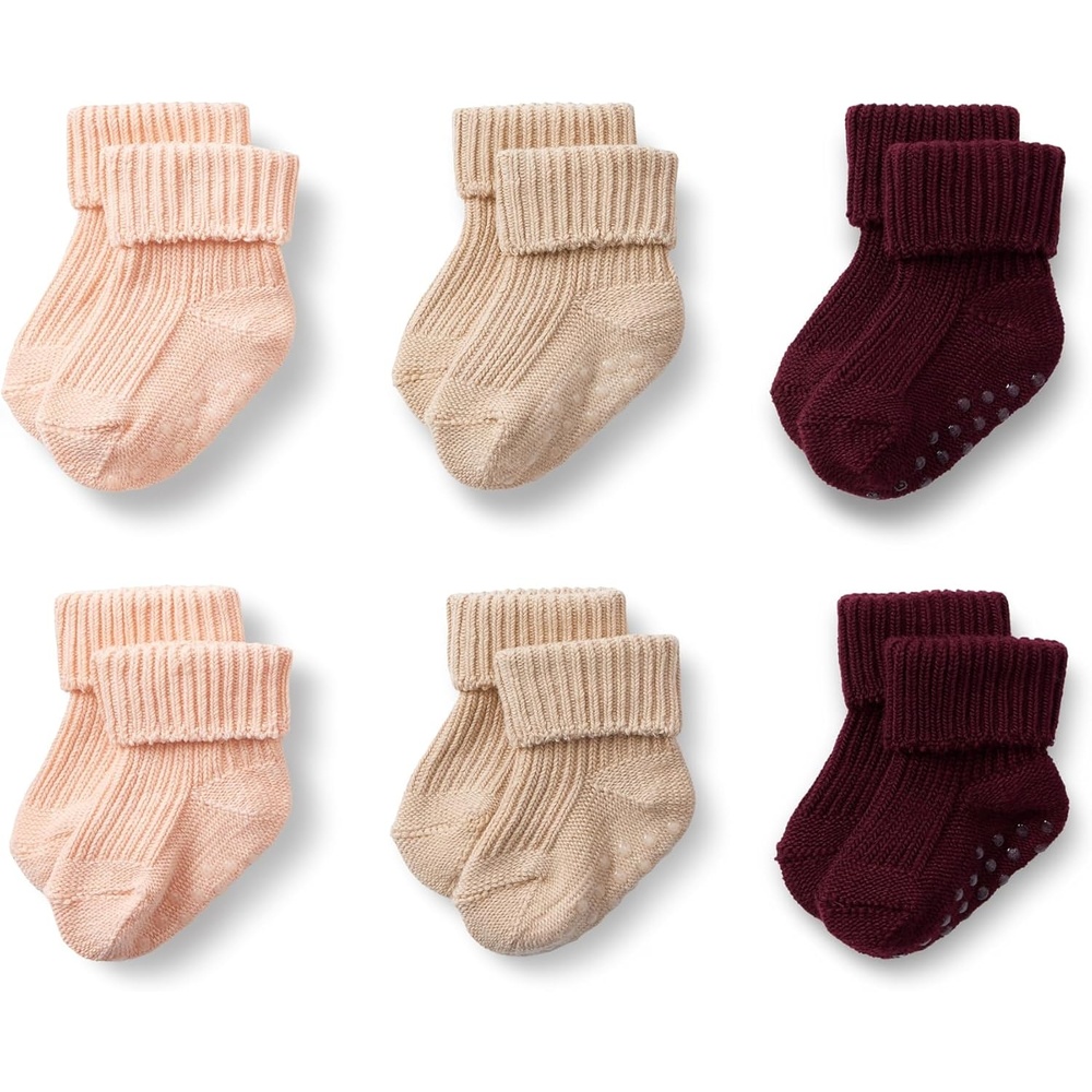 image:imageAmazon Essentials x Sofia Grainge Unisex Toddlers and Babies Knitted Turn Cuff SocksBurgundyPinkTan