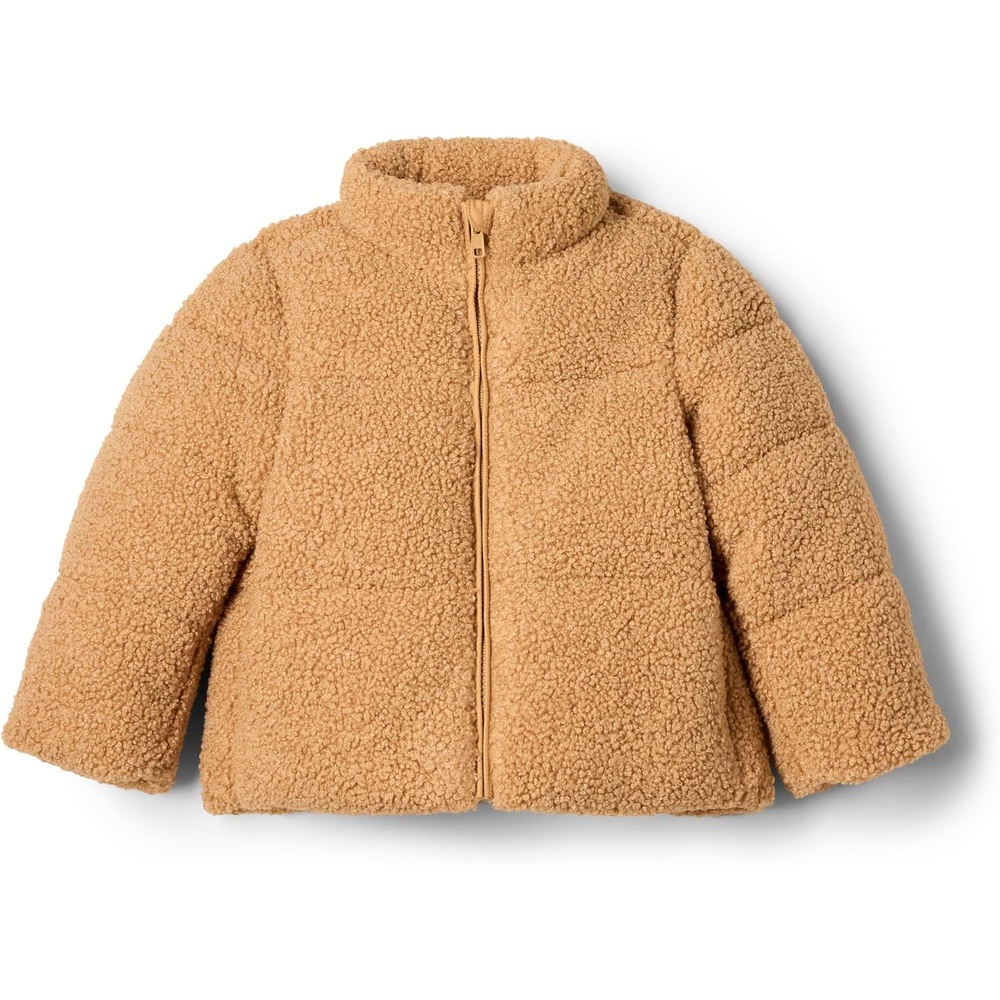 image:imageAmazon Essentials x Sofia Grainge Unisex Toddlers and Babies Teddy Puffer Jacket Winter Coat Fleece LinedCamel