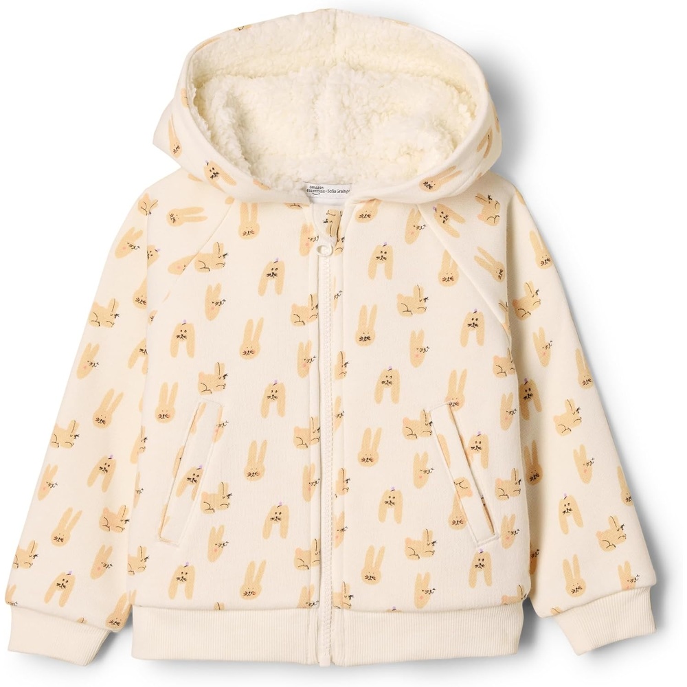 image:imageAmazon Essentials x Sofia Grainge Unisex Toddlers and Babies Zip Hoodie SweatshirtIvory Taupe Rabbits