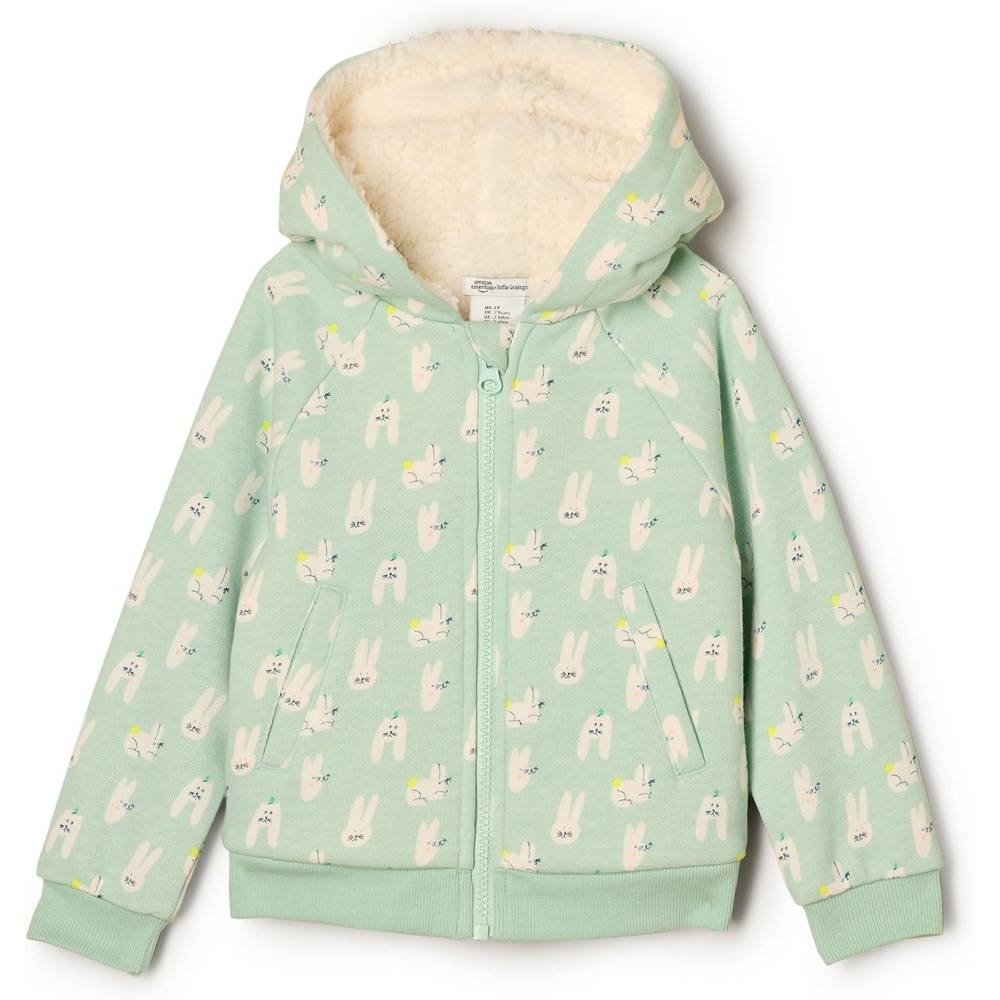image:imageAmazon Essentials x Sofia Grainge Unisex Toddlers and Babies Zip Hoodie SweatshirtPale Green Rabbits
