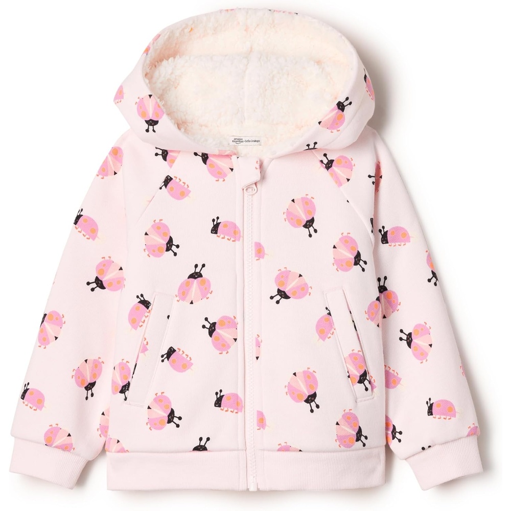 image:imageAmazon Essentials x Sofia Grainge Unisex Toddlers and Babies Zip Hoodie SweatshirtPale Pink Small Ladybugs
