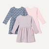 Amazon Essentials Baby Girls’ Cotton Long-Sleeve Dress with Gathered Waist, Pack of 3(Pale Pink/Blue Posey Floral)