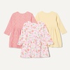 Amazon Essentials Baby Girls’ Cotton Long-Sleeve Dress with Gathered Waist, Pack of 3(Pale Yellow/Floral)