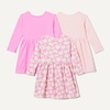 Amazon Essentials Baby Girls’ Cotton Long-Sleeve Dress with Gathered Waist, Pack of 3(Pink/Apples)