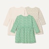Amazon Essentials Baby Girls’ Cotton Long-Sleeve Dress with Gathered Waist, Pack of 3(Sage Green Ditsy Floral/Stripe)