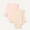 Amazon Essentials Baby Girls’ Long-Sleeved Ruffle Bodysuits(Oatmeal Heather/Pale Pink)