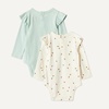 Amazon Essentials Baby Girls’ Long-Sleeved Ruffle Bodysuits(Pale Mint Green/Bees)