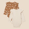 Amazon Essentials Baby Girls’ Long-Sleeved Ruffle Bodysuits(Pale Peach/Lion and Pony)