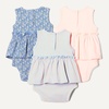 Amazon Essentials Baby Girls’ Sleeveless Bodysuit Dress, Pack of 3(Pale Pink/Blue Posey Floral)