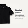Amazon Essentials Boys and Toddlers’ Cotton Spandex Pique Polo Shirt, Breathable Stretch Knit(Black)