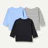 Amazon Essentials Boys and Toddlers’ Relaxed-Fit 100% Cotton Long-Sleeve T-Shirts(Blue/Dog/Stripe)