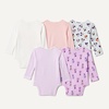 Amazon Essentials Disney Unisex Babies’ Cotton Knit Long-Sleeve Bodysuits, Pack of 5(Minnie Mickey)