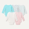 Amazon Essentials Disney Unisex Babies’ Cotton Knit Long-Sleeve Bodysuits, Pack of 5(Princess Friends)