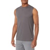 Amazon Essentials Men’s Active Performance Tech Muscle Sleeveless Top, Breathable Moisture Wicking Workout Shirt(Black/Dark Grey)