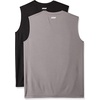 Amazon Essentials Men’s Active Performance Tech Muscle Sleeveless Top, Breathable Moisture Wicking Workout Shirt(Black/Grey)