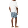 Amazon Essentials Men’s Cotton Poplin Pajama Short with T-Shirt Set, Breathable Loungewear, Summer Sleepwear(Blue Palm Leaf/White)