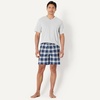 Amazon Essentials Men’s Cotton Poplin Pajama Short with T-Shirt Set, Breathable Loungewear, Summer Sleepwear(Country Plaid/Light Grey Heather)