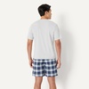 Amazon Essentials Men’s Cotton Poplin Pajama Short with T-Shirt Set, Breathable Loungewear, Summer Sleepwear(Country Plaid/Light Grey Heather)