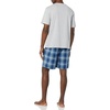 Amazon Essentials Men’s Cotton Poplin Pajama Short with T-Shirt Set, Breathable Loungewear, Summer Sleepwear(Grey Heather/Navy Plaid)