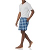 Amazon Essentials Men’s Cotton Poplin Pajama Short with T-Shirt Set, Breathable Loungewear, Summer Sleepwear(Grey Heather/Navy Plaid)