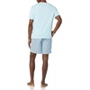 Amazon Essentials Men’s Cotton Poplin Pajama Short with T-Shirt Set, Breathable Loungewear, Summer Sleepwear(Light Blue Geo Print)