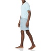 Amazon Essentials Men’s Cotton Poplin Pajama Short with T-Shirt Set, Breathable Loungewear, Summer Sleepwear(Light Blue Geo Print)