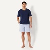 Amazon Essentials Men’s Cotton Poplin Pajama Short with T-Shirt Set, Breathable Loungewear, Summer Sleepwear(Navy/Thin Stripe)