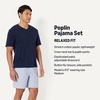 Amazon Essentials Men’s Cotton Poplin Pajama Short with T-Shirt Set, Breathable Loungewear, Summer Sleepwear(Navy/Thin Stripe)