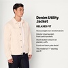 Amazon Essentials Men’s Heavyweight Rigid Denim Relaxed-Fit Utility Jacket with Pockets, Shank Button Closure(Ecru)