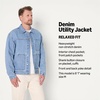 Amazon Essentials Men’s Heavyweight Rigid Denim Relaxed-Fit Utility Jacket with Pockets, Shank Button Closure(Vintage Blue)