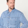 Amazon Essentials Men’s Heavyweight Rigid Denim Relaxed-Fit Utility Jacket with Pockets, Shank Button Closure(Vintage Blue)