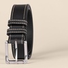 Amazon Essentials Men’s Stitched Edge Leather Belt(Black)