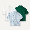 Amazon Essentials Toddlers and Baby Girls’ Cotton Spandex Polo Shirt, Breathable Stretch Pique Knit, Pack of 3(Dark Green/White/Lion and Pony)