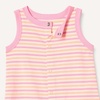 Amazon Essentials Unisex Babies’ Cotton Jersey Sleeveless and Short-Sleeve Romper Set, Pack of 2(Pink Tigers/Stripe)