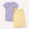 Amazon Essentials Unisex Babies’ Cotton Jersey Sleeveless and Short-Sleeve Romper Set, Pack of 2(Purple Melon Tiger/Stripe)