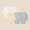 Amazon Essentials Unisex Babies’ Long-Sleeve Cotton Bodysuits, Pack of 6(Beige/Light Grey Heather/White)