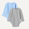 Amazon Essentials Unisex Babies’ Long-Sleeve Cotton Ribbed Henley Bodysuits(Cornflower Blue/French Stripe)